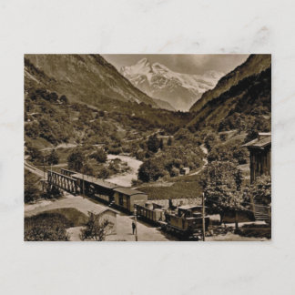 Postal Vintage, 1890, Ferrocarril en Grindelwald