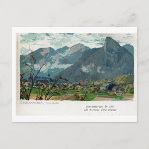Postal Vintage 1897 Oberammergau Bavaria litho