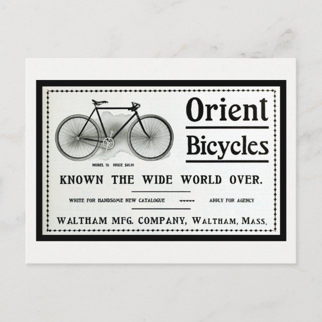 Postal Vintage 1902 Bicicletas Orient y (Anverso)