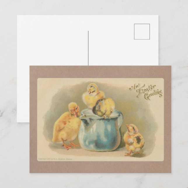 Postal Vintage 1907 Bebés con pascua de leche (Anverso / Reverso)