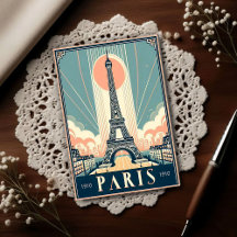 Vintage 1910 Paris Eiffel Tower Art Deco Poster