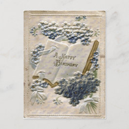 Postal Vintage 1912 Cumpleaños de la seda Grabado en reli