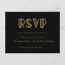 Postal Vintage 1920 art deco simple boda RSVP