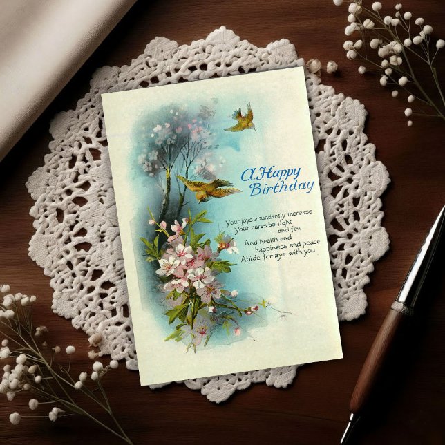 Postal Vintage 1920 Birthday Blossom Art  (Subido por el creador)
