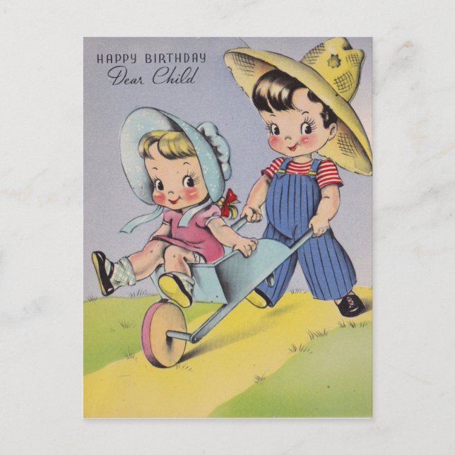 Postal Vintage 1940 Feliz cumpleaños, querido niño (Anverso)