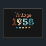 Postal Vintage 1958 70th Birthday Retro Gift de 70 años<br><div class="desc">Este diseño retro de Vintage de 1958 de cumpleaños 70 hace un gran regalo para hombres y mujeres que cumplen 70 años. Regalos de cumpleaños para él y para ella. Para una leyenda de abuelo,  abuelo o abuela increíble,  mamá o papá.</div>