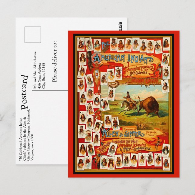 Postal Vintage 50 famosos jefes indios nativos estadounid (Anverso / Reverso)