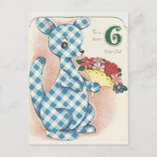 Postal Vintage "6 años" Feliz cumpleaños canguro