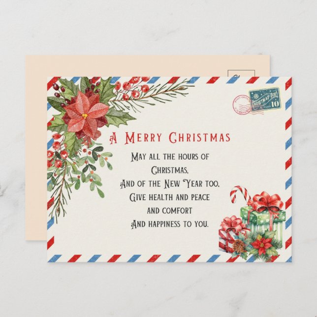 Postal Vintage A Merry Christmas (Anverso / Reverso)