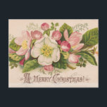 Postal Vintage A Merry Christmas Apple Blossoms<br><div class="desc">Una Feliz Navidad. Vintage Apple Blossoms Merry Christmas Card.</div>