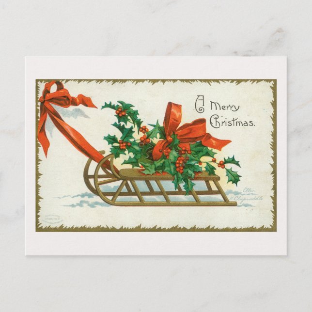 Postal Vintage A Merry Christmas Card (Anverso)