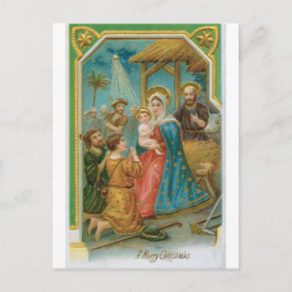 Postal Vintage A Merry Christmas Madonna And Child