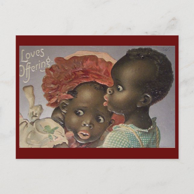Postal Vintage African American Couple Valentine (Anverso)