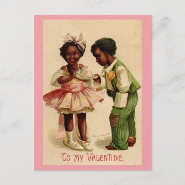 Postal Vintage African American Couple Valentine (Anverso)
