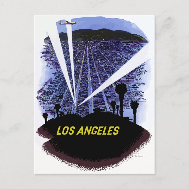 Postal Vintage Airline Travel Los Angeles (Anverso)