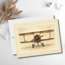 Postal Vintage Airplane Antiaéreo Biplane Aviation Birday