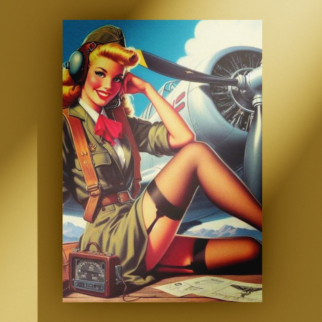 Postal Vintage Airplane Pin-Up (Subido por el creador)