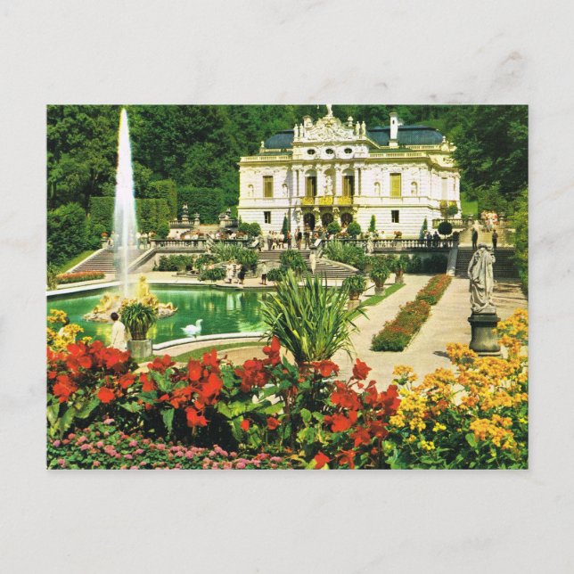 Postal Vintage Alemania, Konigschloss Linderhof (Anverso)