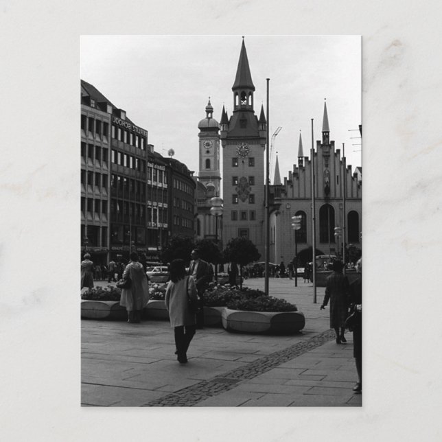 Postal Vintage Alemania Munich Church Marienplatz (Anverso)