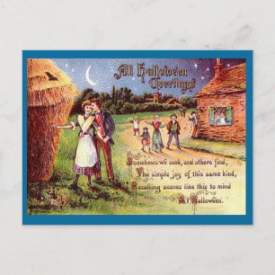 Postal Vintage All Halloween Greeting Couple