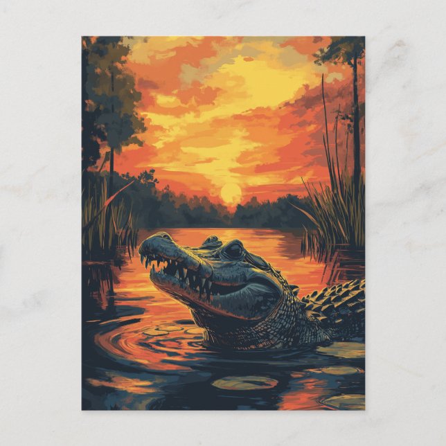 Postal Vintage Alligator Reptilien Florida Abendsonne (Anverso)