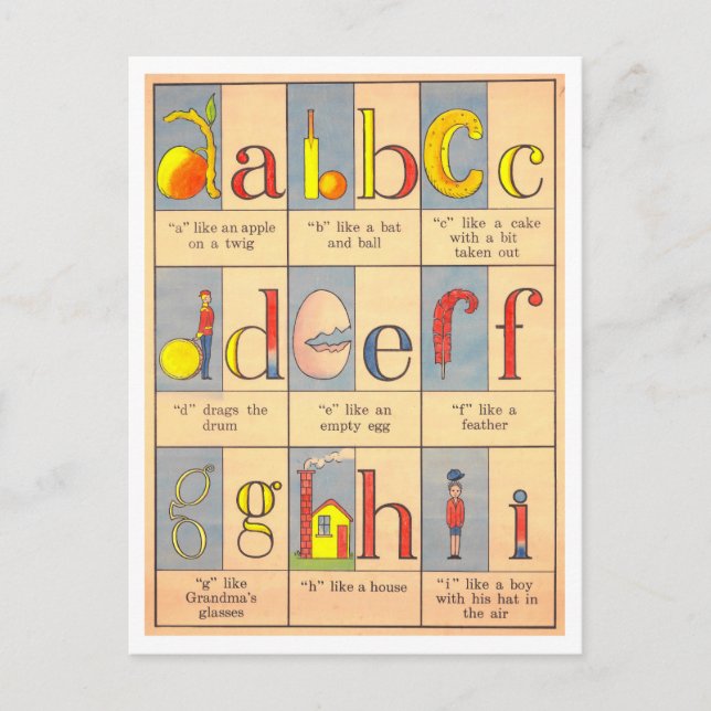 Postal Vintage Alphabet Illustration  (Anverso)