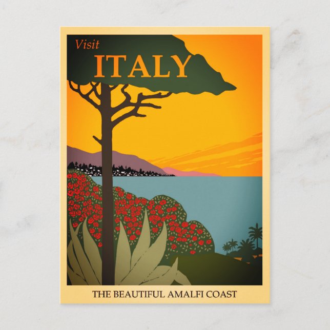 Postal Vintage Amalfi Coast Italia Viaje (Anverso)