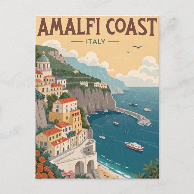 Postal Vintage Amalfi Coast Travel (Anverso)