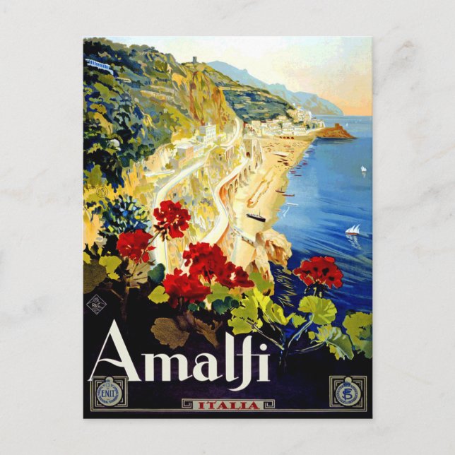 Postal Vintage Amalfi Italia Europa Viajes (Anverso)
