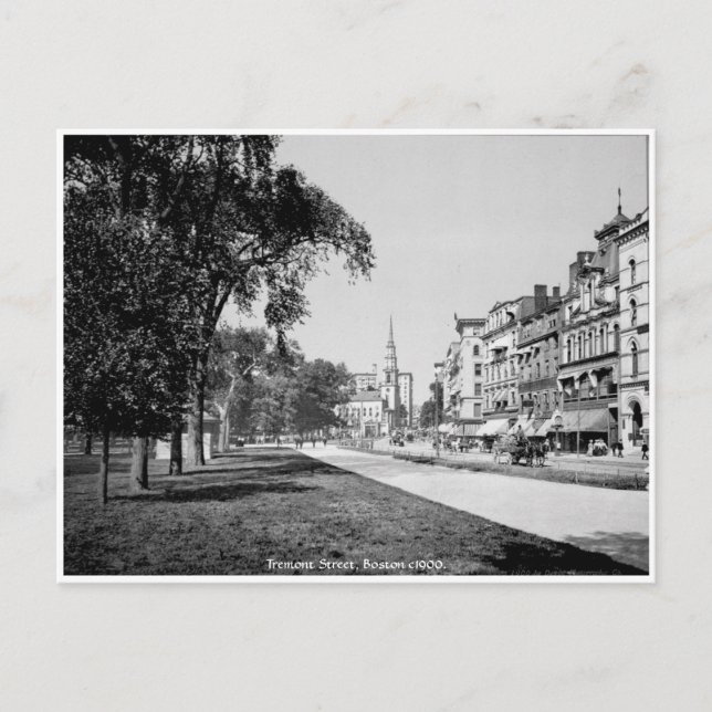 Postal Vintage America, Boston, calle Tremont (Anverso)