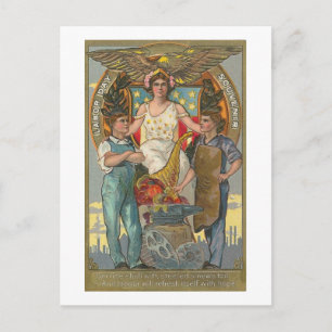 Postal Vintage Americana Patriotic Labour Day