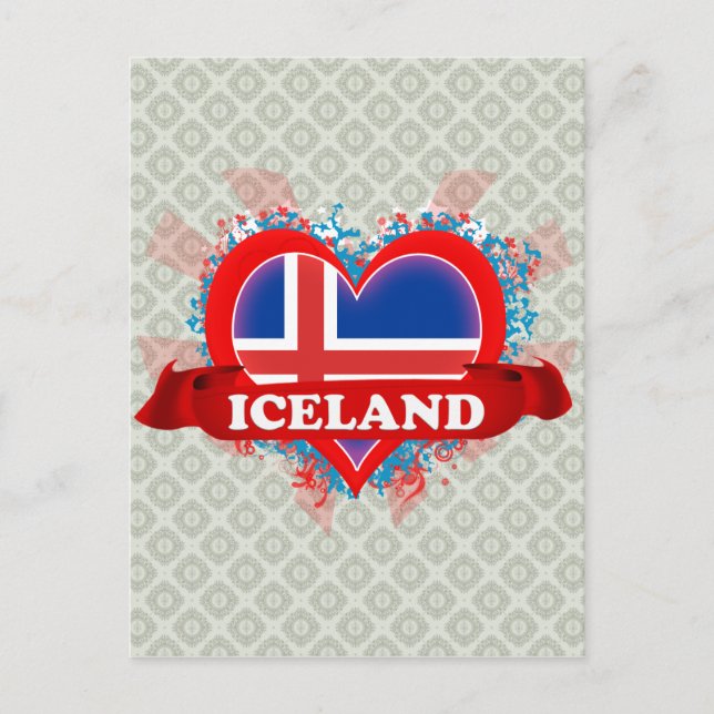 Postal Vintage amo Islandia (Anverso)