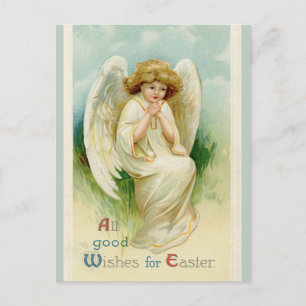Postal Vintage Angel Bowing Easter Wiers