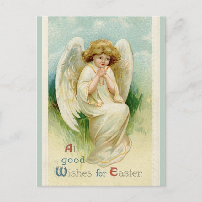 Postal Vintage Angel Bowing Easter Wiers (Anverso)
