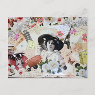 Postal Vintage años 20 de la elegante mujer con sombrero