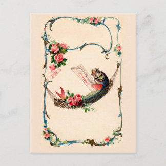 Postal Vintage April Fish in a Hammock, April Fools Day