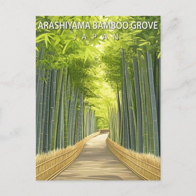 Postal Vintage Arashiyama Bamboo Grove Japan (Anverso)
