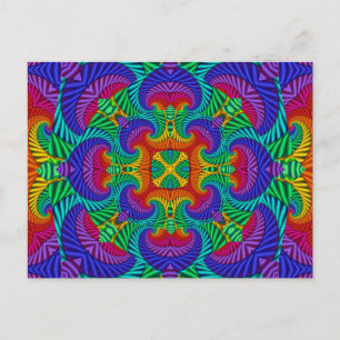 Postal Vintage arcoiris Psicodélico Fractal Kaleidoscope