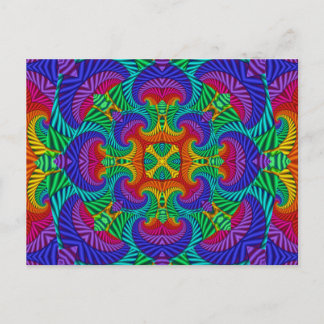 Postal Vintage arcoiris Psicodélico Fractal Kaleidoscope