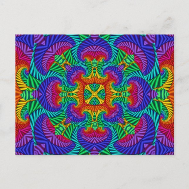 Postal Vintage arcoiris Psicodélico Fractal Kaleidoscope (Anverso)