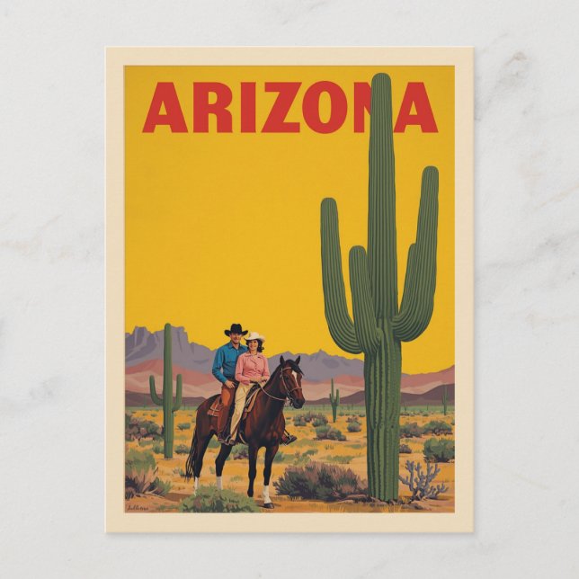 Postal Vintage Arizona Travel Poster Desert Ride (Anverso)