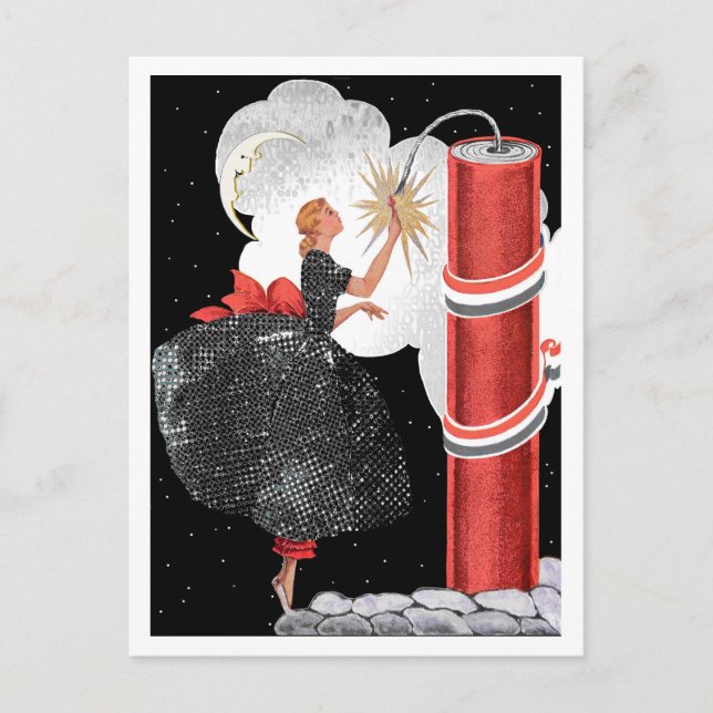 POSTAL VINTAGE ART DECO "FIRECRACKER FIZZIES" (Anverso)