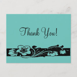 Postal Vintage Art Deco Floral Border Gracias