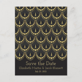 Postal Vintage Art Deco Gold & Brown Save the Date