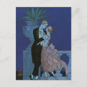 Postal Vintage Art Deco Newlyweds, Oui de George Barbier