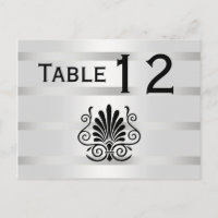 Vintage Art Deco Pluma Blanco Negro Número de tabl