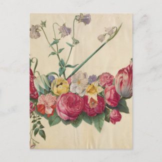 Postal Vintage Art Floral Wreath