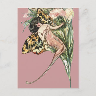 Postal Vintage Art Nouveau Butterfly