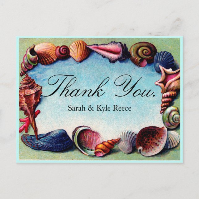 Postal Vintage Art Seashell Gracias Postcard (Anverso)