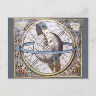 Postal Vintage Astronomy, Celestial Planisphere Zodiac